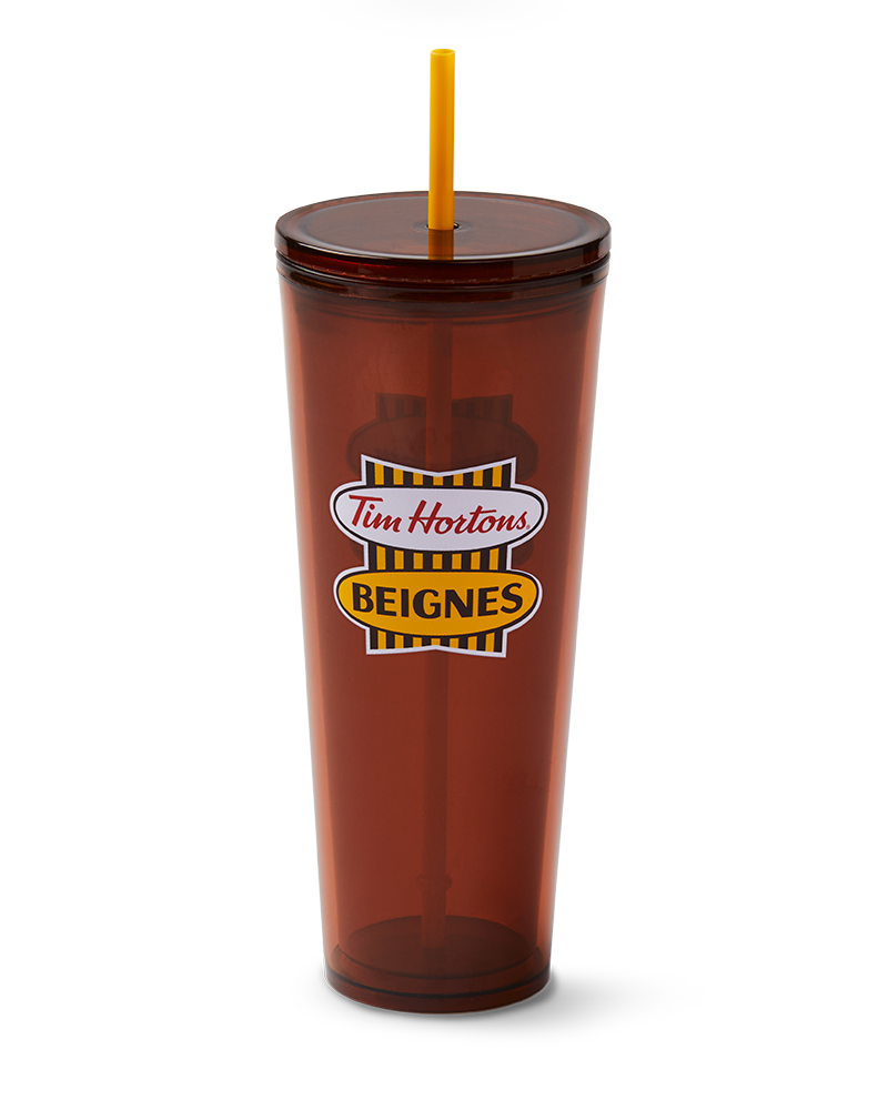 Retro_PlasticStrawTumbler_Front_40edae98-5c9c-49b0-ac6a-12f6d14fded4 24oz Plastic Straw Tumbler – French Retro Logo - Image 1
